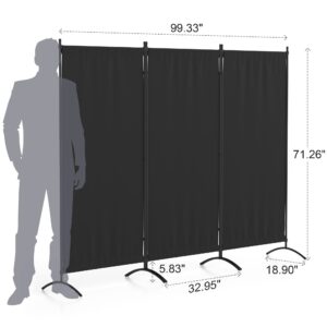 Morngardo Room Divider Folding Privacy Screens 3 Panel Partitions Dividers Portable Separating for Home Office Bedroom Dorm Decor (Black)