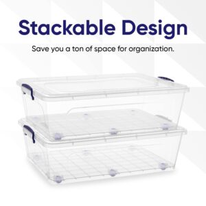 Superio Storage Bins with Lids, Clear Plastic Containers for Organizing, Stackable Totes, BPA Free, Odor Free, Organizer Boxes for Home, and Dorm (4 Pack, 42 Quart)