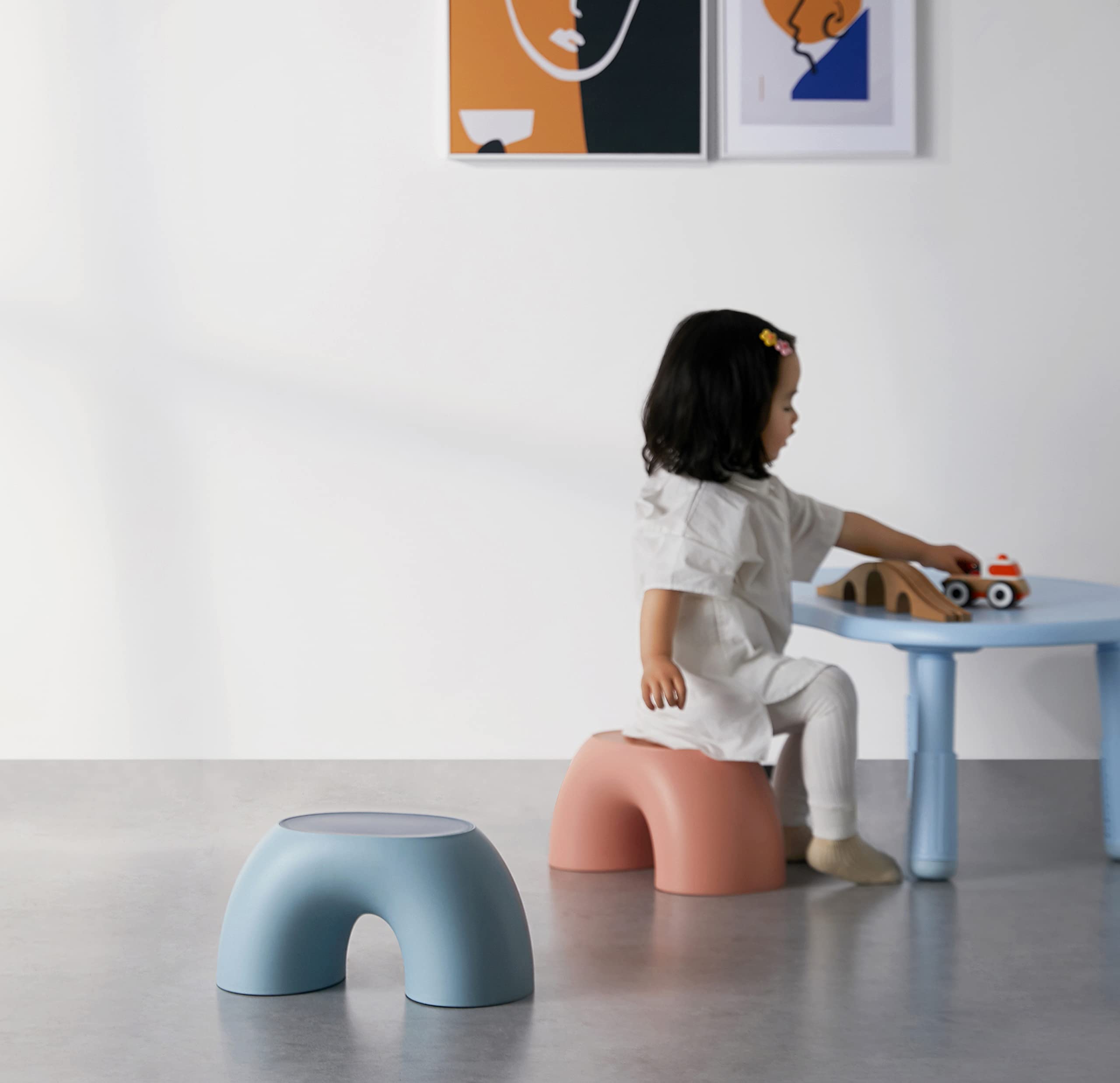 LAN ZHANG GUI Kid Stool Children's Stool Rainbow Stool Foot Stool is Suitable for Living Room bedrooms, Study, Kitchen and Bathroom, etc. (Pink)