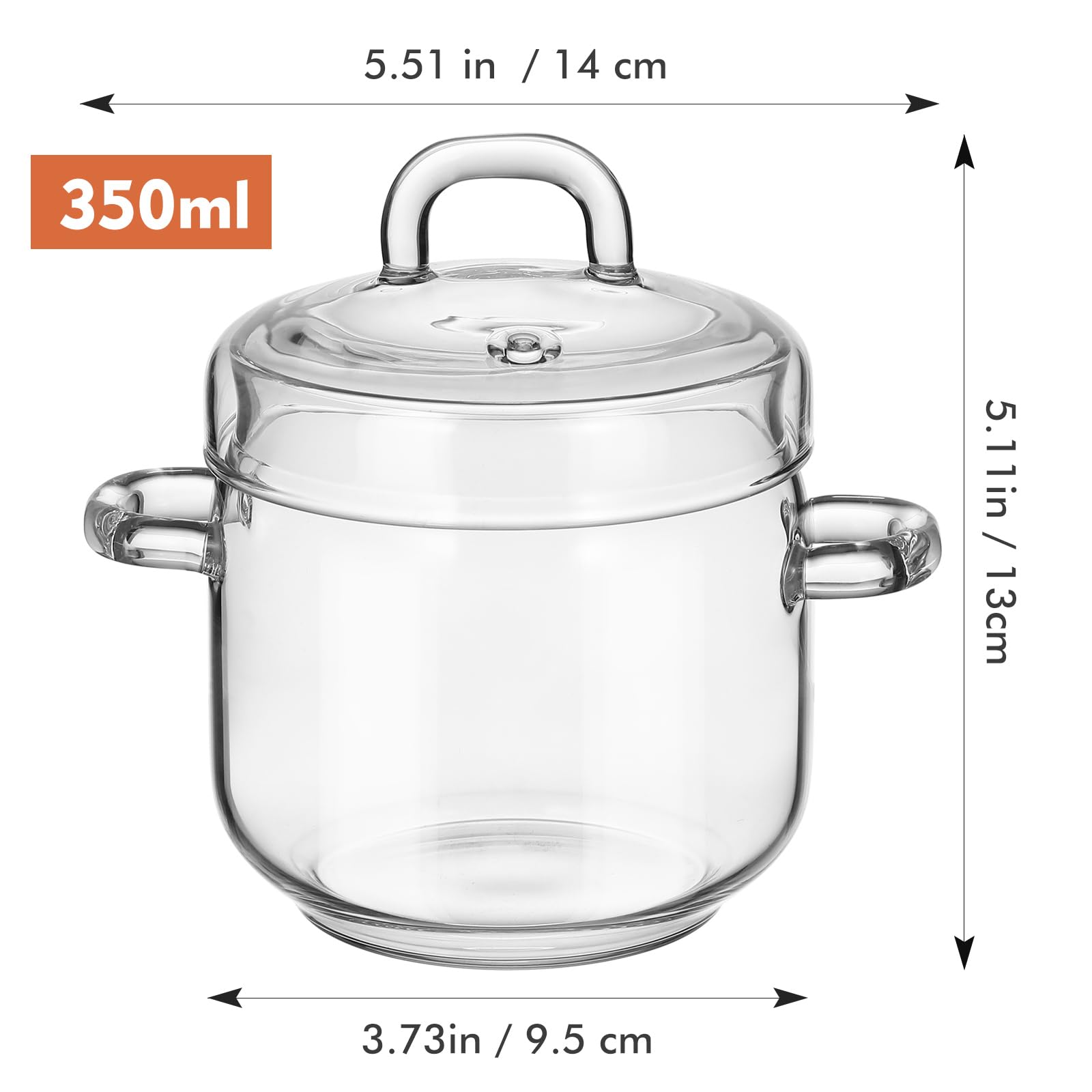 SHERCHPRY Ramen Bowl Ramen Bowl Glass Saucepan with Cover Stovetop Pot with Lid Cooking Pot -scalding Stewing Pot 350ml Clear Crystal Pasta Pot for Home Kitchen Restaurant Use Ramen Bowl Pots