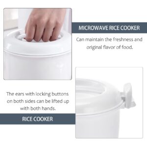 Operitacx Microwave Rice Maker Microwave Rice Cooker Steamer Bowl Pasta Cooker Noodle Fish Vegetable Veggie Steaming Bowl Microwave Food Container Cookware for Soup Rice Chicken Cooking Mini Food