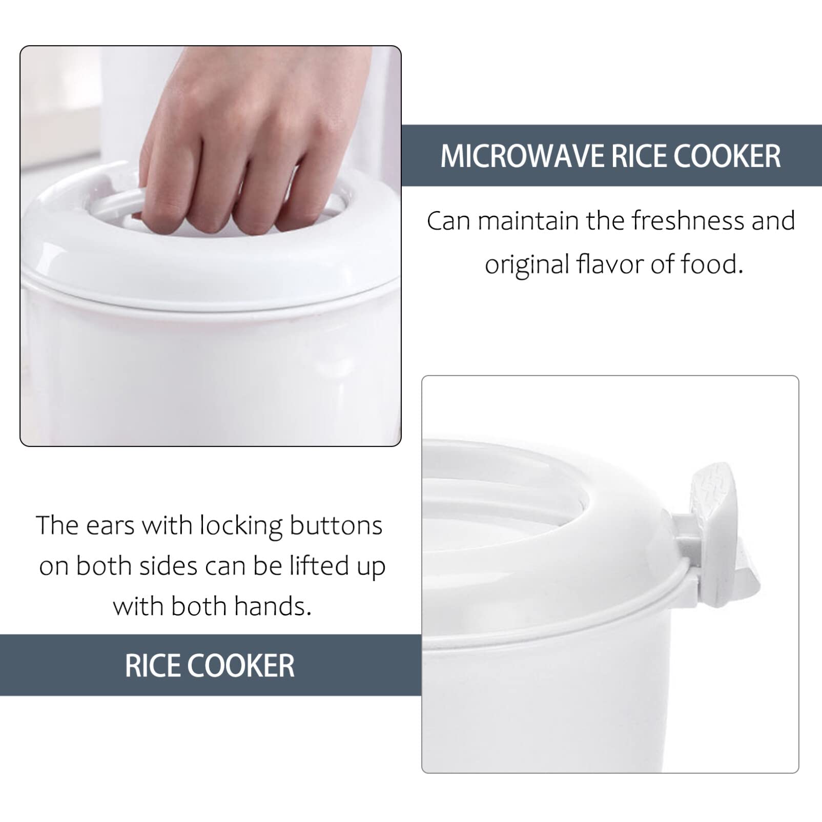 Operitacx Microwave Rice Maker Microwave Rice Cooker Steamer Bowl Pasta Cooker Noodle Fish Vegetable Veggie Steaming Bowl Microwave Food Container Cookware for Soup Rice Chicken Cooking Mini Food