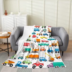 feelyou construction car flannel fleece blanket excavator plush throw blanket, for children construction vehicles all season,bed blanket equipment trucks room decor 40"x50"