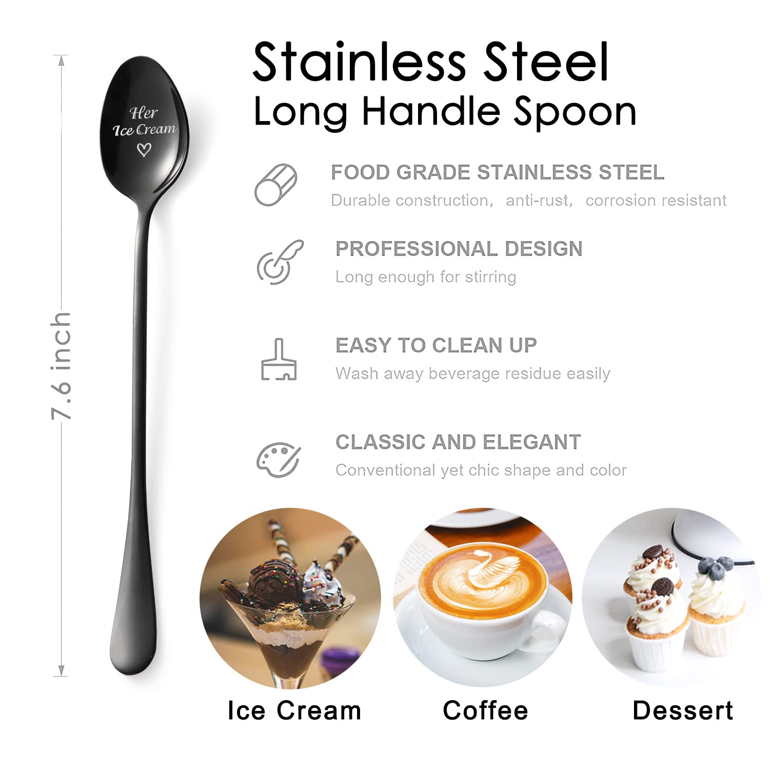 Anniversary Wedding Engagement Gifts for Couple, Him, Her - Personalized Gifts 2 Pcs His and Hers Gifts Ice Cream Spoon Unique Couple Gifts