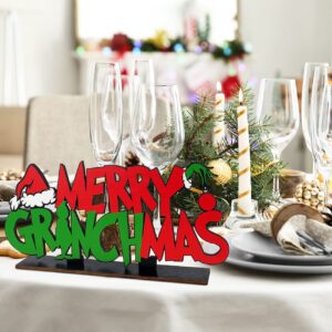 Merry Christmas Table Decoration Signs Merry Christmas Wooden Centerpiece Signs Merry Christmas Table Toppers for Winter Holiday Christmas Party Table Top Decoration