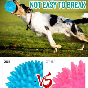 Pweituoet 2 Pack 4.5” Heavy Duty Squeaky Dog Ball for Medium Large Dogs, Spikey Dog Ball Toys for Clean Teeth and Training, Large Dog Toys for Aggressive Chewers