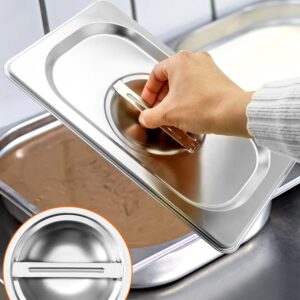 QWORK Solid Pan Lid with Handle, 4 Pack Stainless Steel Steam Table Pan Cover for 1/4 Size Steam Pans