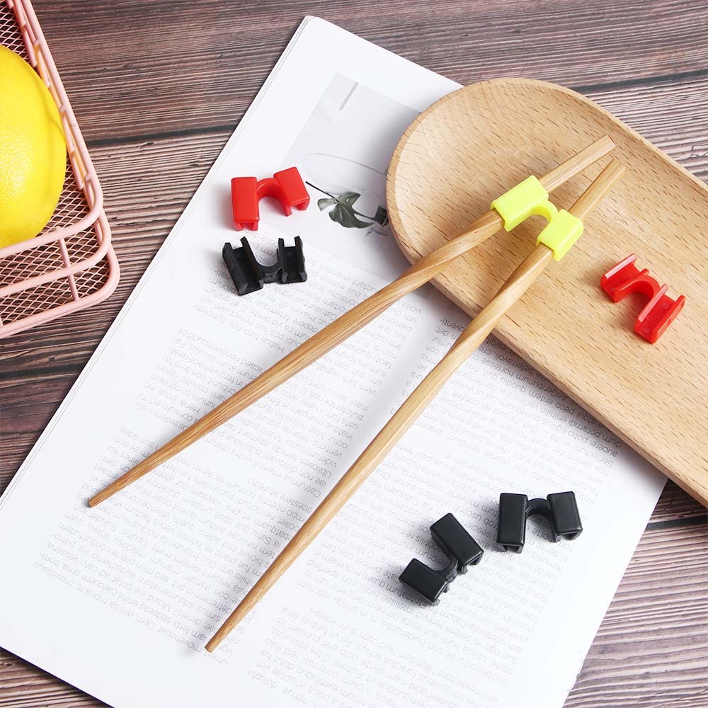 MinLia 5PCS Reusable Chopstick Helpers, Chopsticks Trainer Holder for Beginner, Plastic Chopsticks Training Helpers(Black)