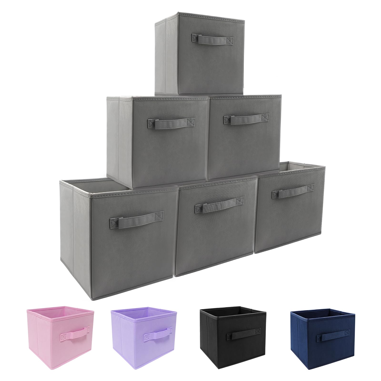 EBIGIC storage bins collapsible storage bins,cube storage organizer (Pack of 6) 9 * 7.5 * 7.5inch,For home and office Collapsible Closet Shelf Organizers, Drawer Organizers (Grey)