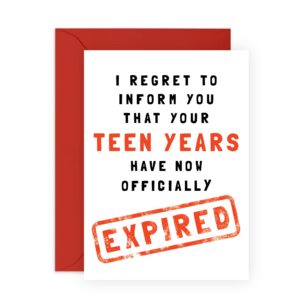 central 23 son birthday card - your teen years have expired - 20th birthday card for men & women - daughter gift from mom and dad - hilarious birthday card for him and her - age 20 - with stickers