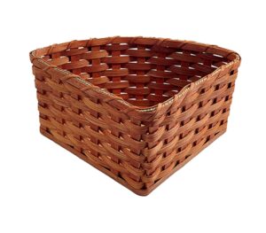 amish corner storage handmade solid oak woven wicker basket (large)