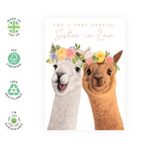 CENTRAL 23 Cute Greeting Card for Her - very special Sister-in-Law - Llama Birthday Card - Sweet Greeting Card for Women - Sister Birthday Gift - Comes with Stickers - Recyclable