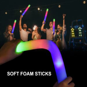 SEEROOTOYS 42pcs Foam glow sticks,Led foam sticks Valentine's Day glow in the dark party Supplies 3 Modes Colorful Flashing light up foam sticks for wedding,christmas,Raves,Birthday,Halloween Party