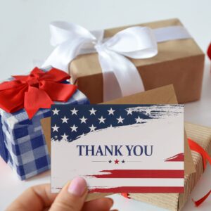 200 Set Blank Patriotic Thank You Cards with Envelopes Military Appreciation Note Greeting Cards Bulk American Flag Thank You Postcards Cards for Veteran's Day 4th of July Military Party Gifts 4 x 6''