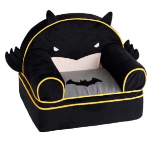 Fun Costumes Batman Face Chair Lounger Seat, DC Comics Iconic Black Comfy Soft Plush Seat Standard