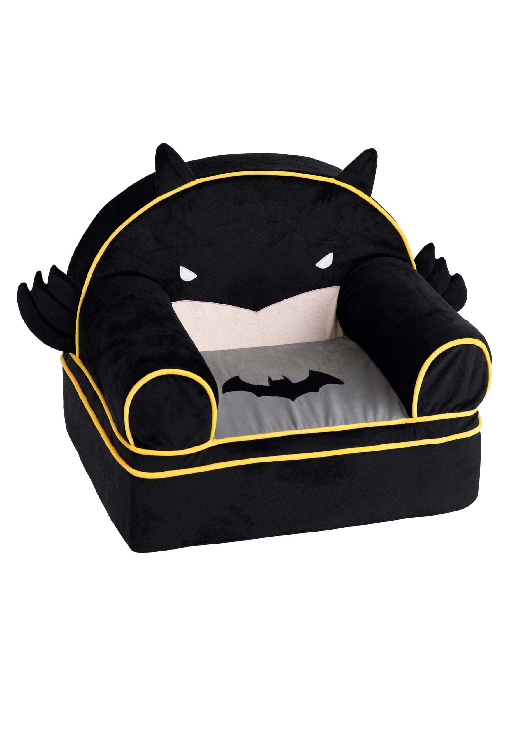 Fun Costumes Batman Face Chair Lounger Seat, DC Comics Iconic Black Comfy Soft Plush Seat Standard