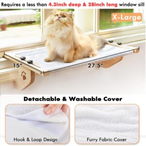 AMOSIJOY Cat Sill Window Perch Sturdy Cat Hammock Window Seat with Wood & Metal Frame for Large Cats, Easy to Adjust Cat Bed for Windowsill, Bedside, Drawer and Cabinet