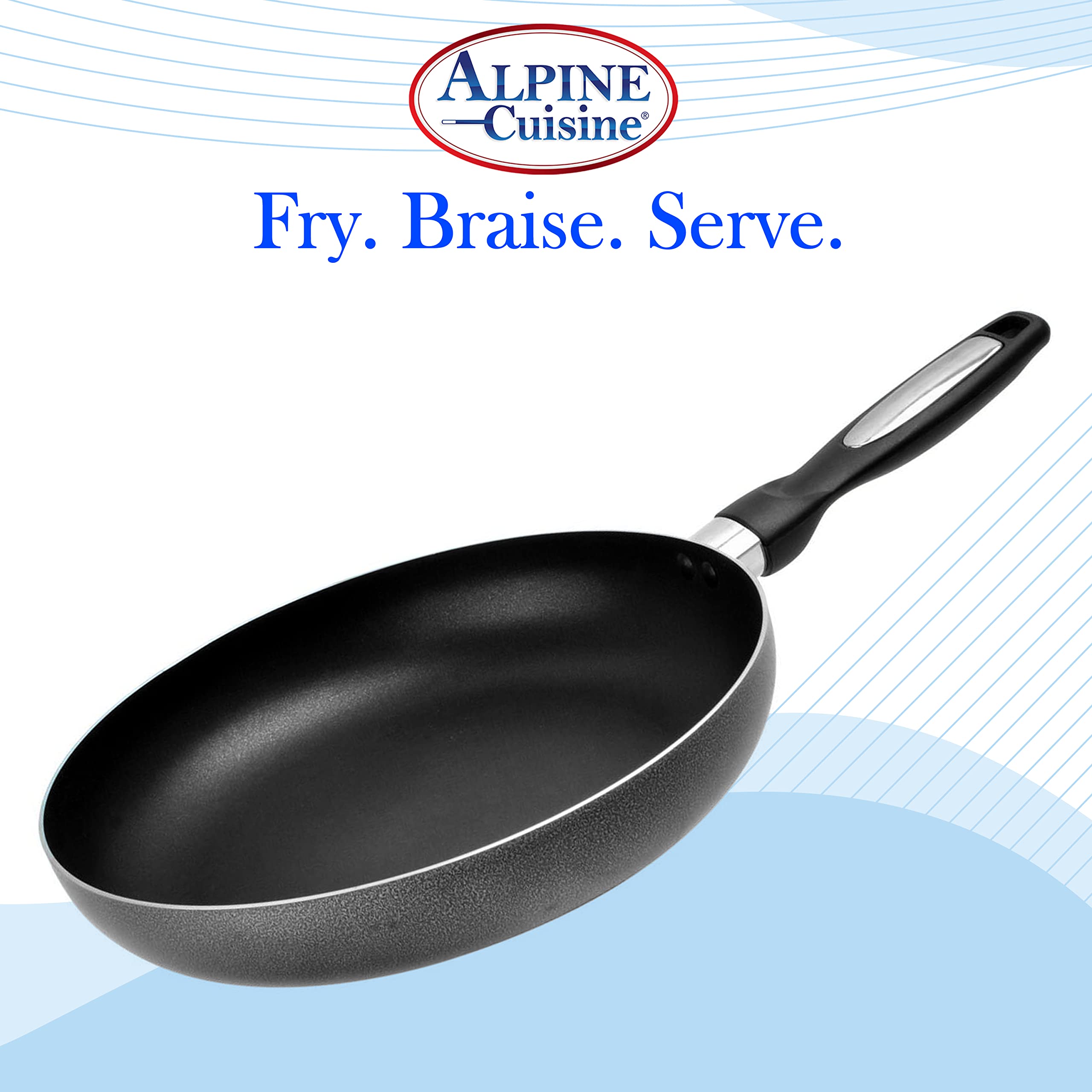 Alpine Cuisine Fry Pan 7-Inch Nonstick Coating Gray, Frying Pans Nonstick for Stove with Stay Cool & Comfortable Handle, Durable Nonstick Cookware, Ideal for Family