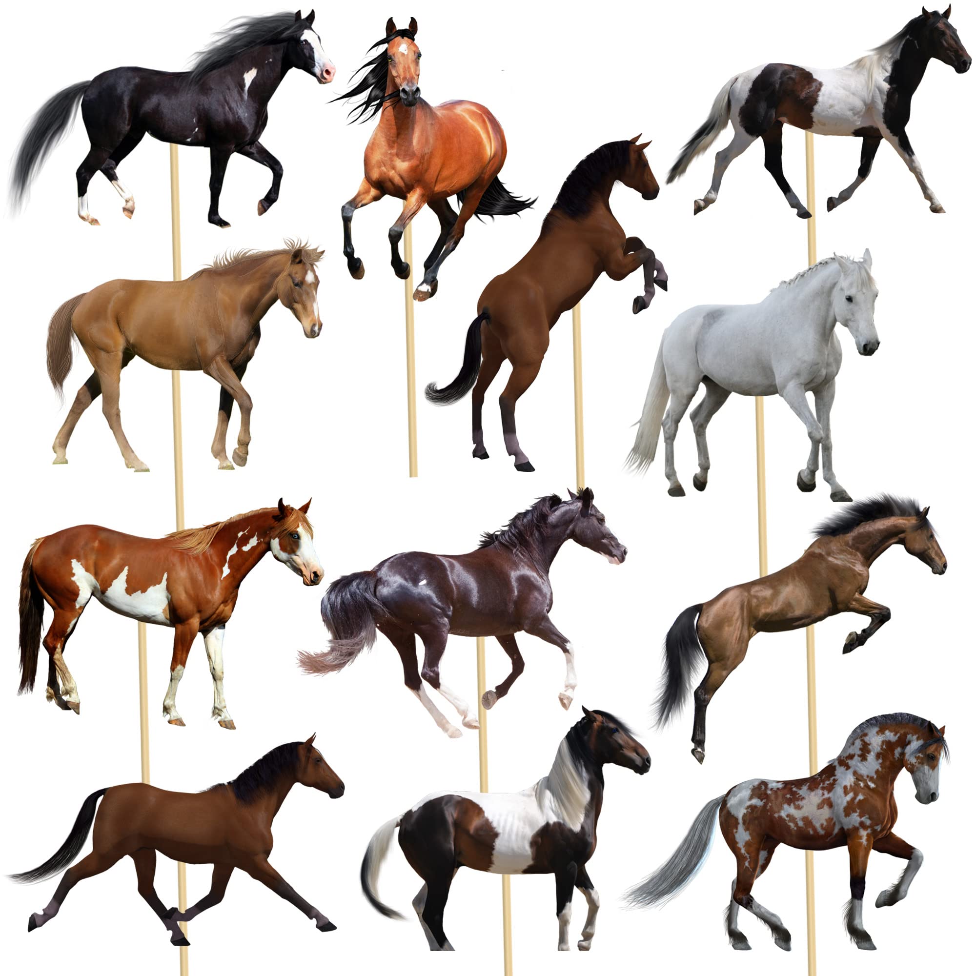 24Pcs Horse Table Centerpieces Sticks Horse Table Toppers Horse Racing Party Decoration for Horse Themed Birthday Party Baby Shower Supplies