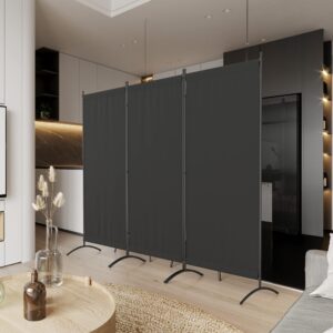 Morngardo Room Divider Folding Privacy Screens 3 Panel Partitions Dividers Portable Separating for Home Office Bedroom Dorm Decor (Black)