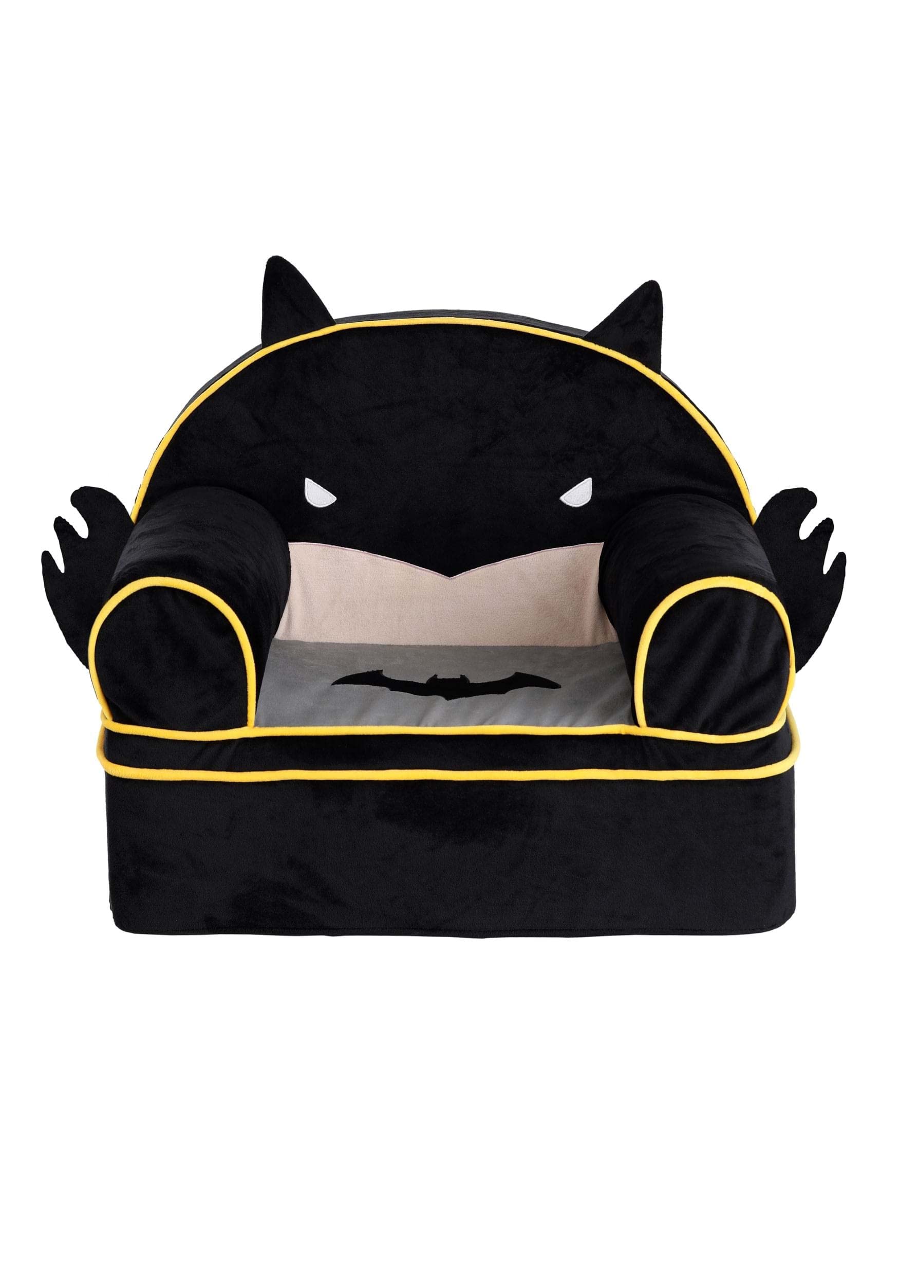 Fun Costumes Batman Face Chair Lounger Seat, DC Comics Iconic Black Comfy Soft Plush Seat Standard