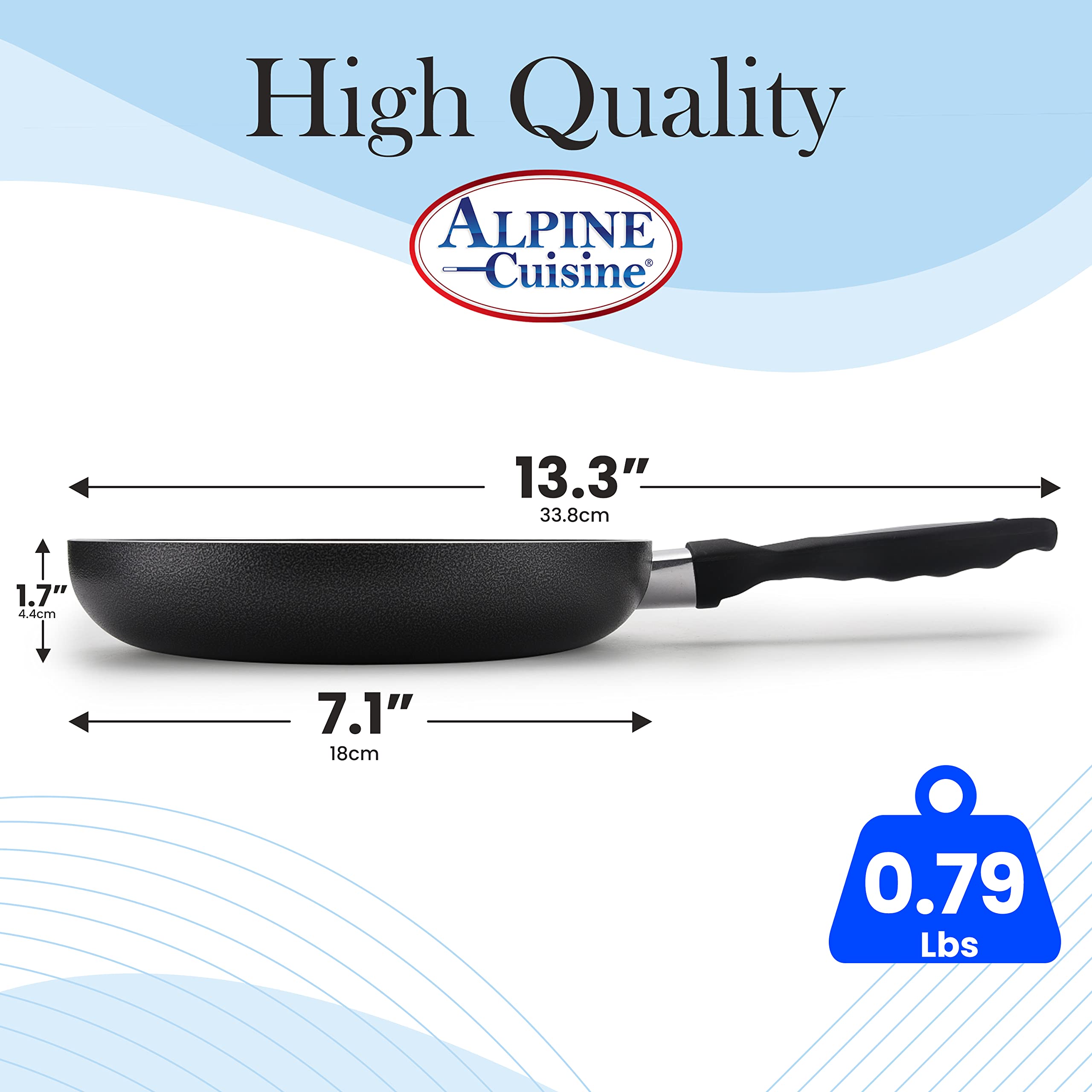 Alpine Cuisine Fry Pan 7-Inch Nonstick Coating Gray, Frying Pans Nonstick for Stove with Stay Cool & Comfortable Handle, Durable Nonstick Cookware, Ideal for Family