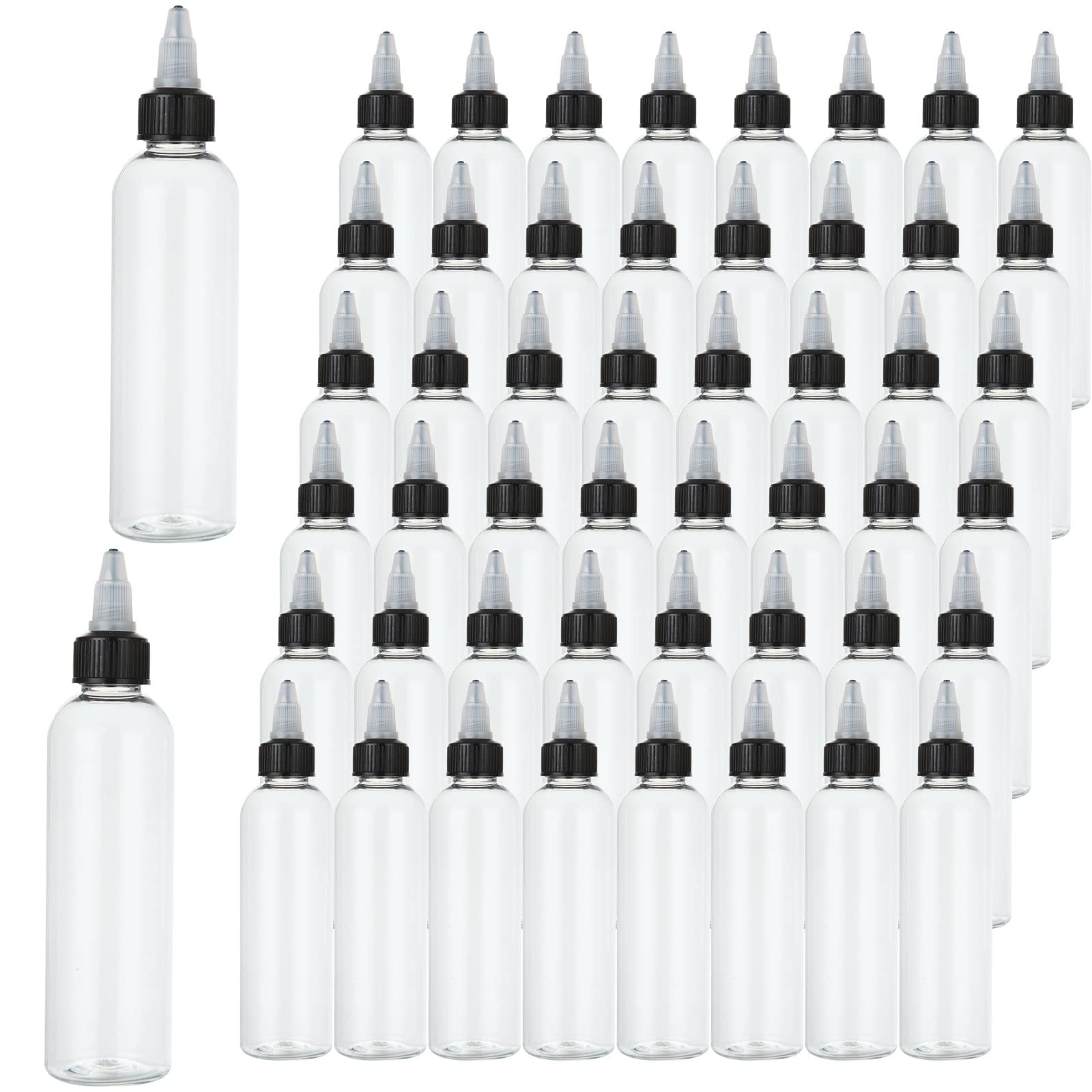 LISHINE 50 Pack 4oz Plastic Squeeze Bottles with Twist Top Cap, Boston Dispensing Bottles Small Twist Top Applicator Bottle, Mini Squeeze Bottles for Paint, Glue, Crafts, Ink, Liquids, Oil