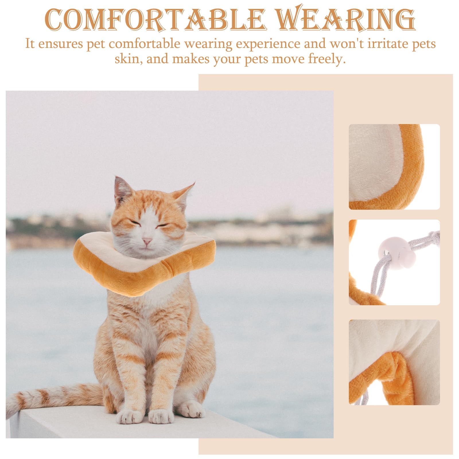 Mipcase Cute Neck Adjustable Puppy Toast After Surgery, Elizabeth Design Cat Lovely Bread Cats S Kitten/to Cone: Stop Soft Size for Soft- Cones Bite Collar: with