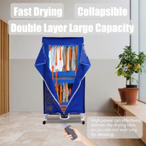 Portable Clothes Dryer, Electric Clothes Dryer Machine with 3 Gears & Remote Control, Timing Function, Folding Clothes Dryer for Travelling, Apartment, Home, 1200-1500 Watts