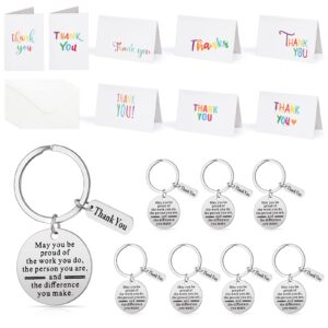 yinkin 24 pcs thank you keychain and cards with envelopes gift appreciation employee thank you gifts thank you christmas gifts graduation teacher thanks notes, nurse gift(silver)