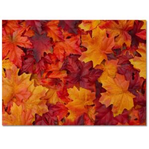 Natural Scenery Fall Leaves Forest Area Rug, Thanksgiving Autumn Leaves Red Decorative Rug, Easy Clean Carpet with Anti-Slip Backing for Bedroom Living Room Dining Room Office 3ftx4ft