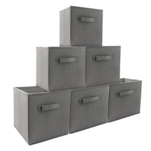 EBIGIC storage bins collapsible storage bins,cube storage organizer (Pack of 6) 9 * 7.5 * 7.5inch,For home and office Collapsible Closet Shelf Organizers, Drawer Organizers (Grey)