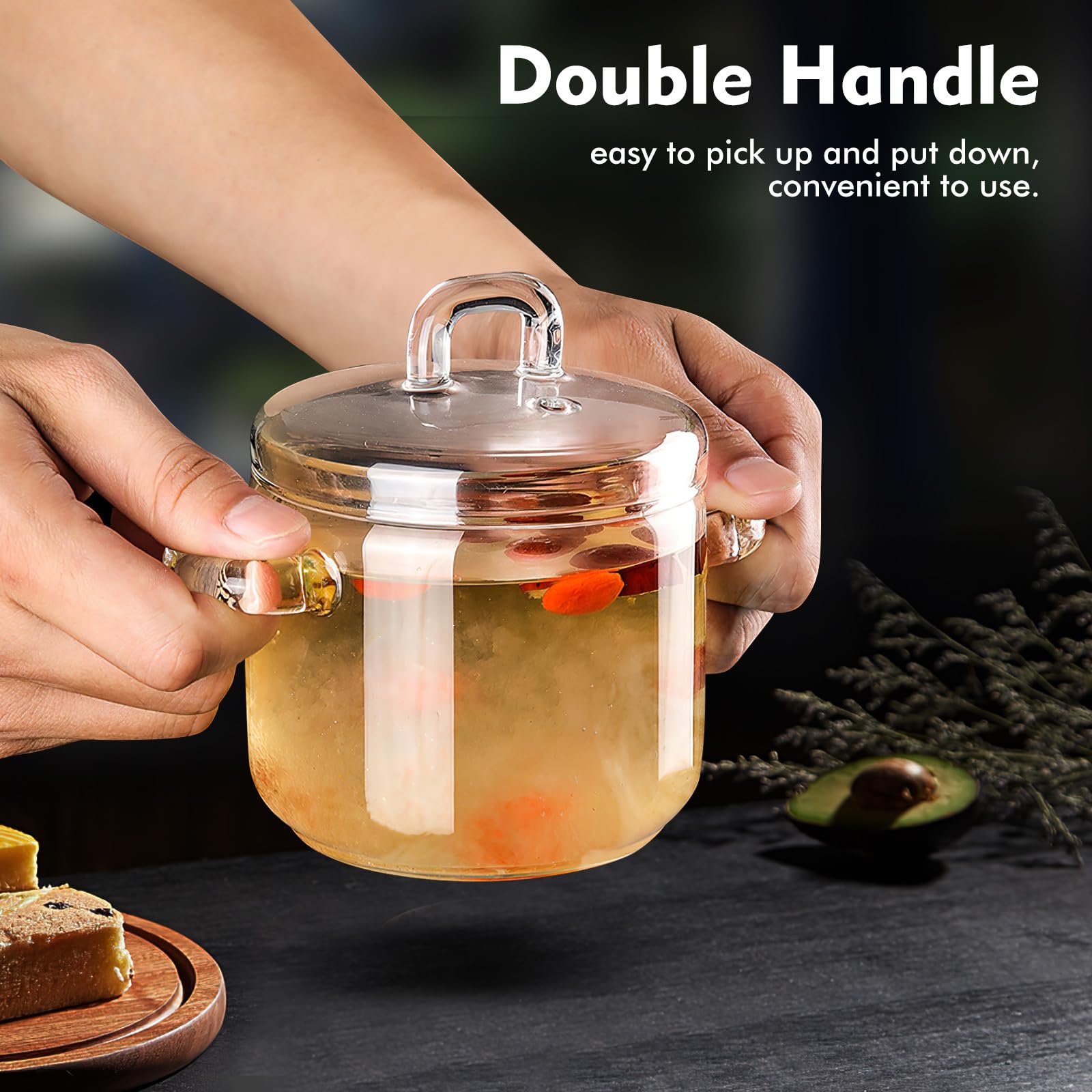 SHERCHPRY Ramen Bowl Ramen Bowl Glass Saucepan with Cover Stovetop Pot with Lid Cooking Pot -scalding Stewing Pot 350ml Clear Crystal Pasta Pot for Home Kitchen Restaurant Use Ramen Bowl Pots