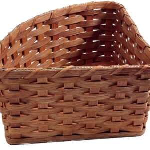 Amish Corner Storage Handmade Solid Oak Woven Wicker Basket (Large)