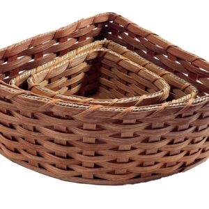 Amish Corner Storage Handmade Solid Oak Woven Wicker Basket (Large)