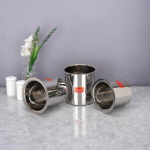 Sumeet Stainless Steel Ganj/Milk Boiler/Milk Pot/Long Tapeli Set of 3 Pieces (400ml, 550ml, 750ml), Silver