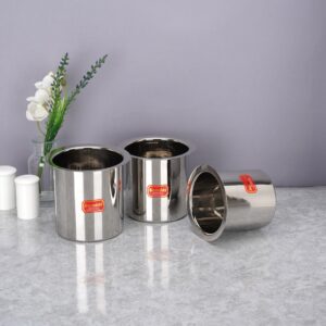 Sumeet Stainless Steel Ganj/Milk Boiler/Milk Pot/Long Tapeli Set of 3 Pieces (400ml, 550ml, 750ml), Silver