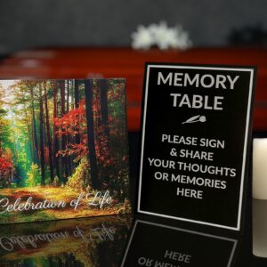 Funeral Guest Book | Memorial Guest Book | Guest Book for Funeral Hardcover | Guestbook for Sign in, Celebration of Life Memorial Service | Funeral Guest Sign Book with Memory Table Card Sign Included