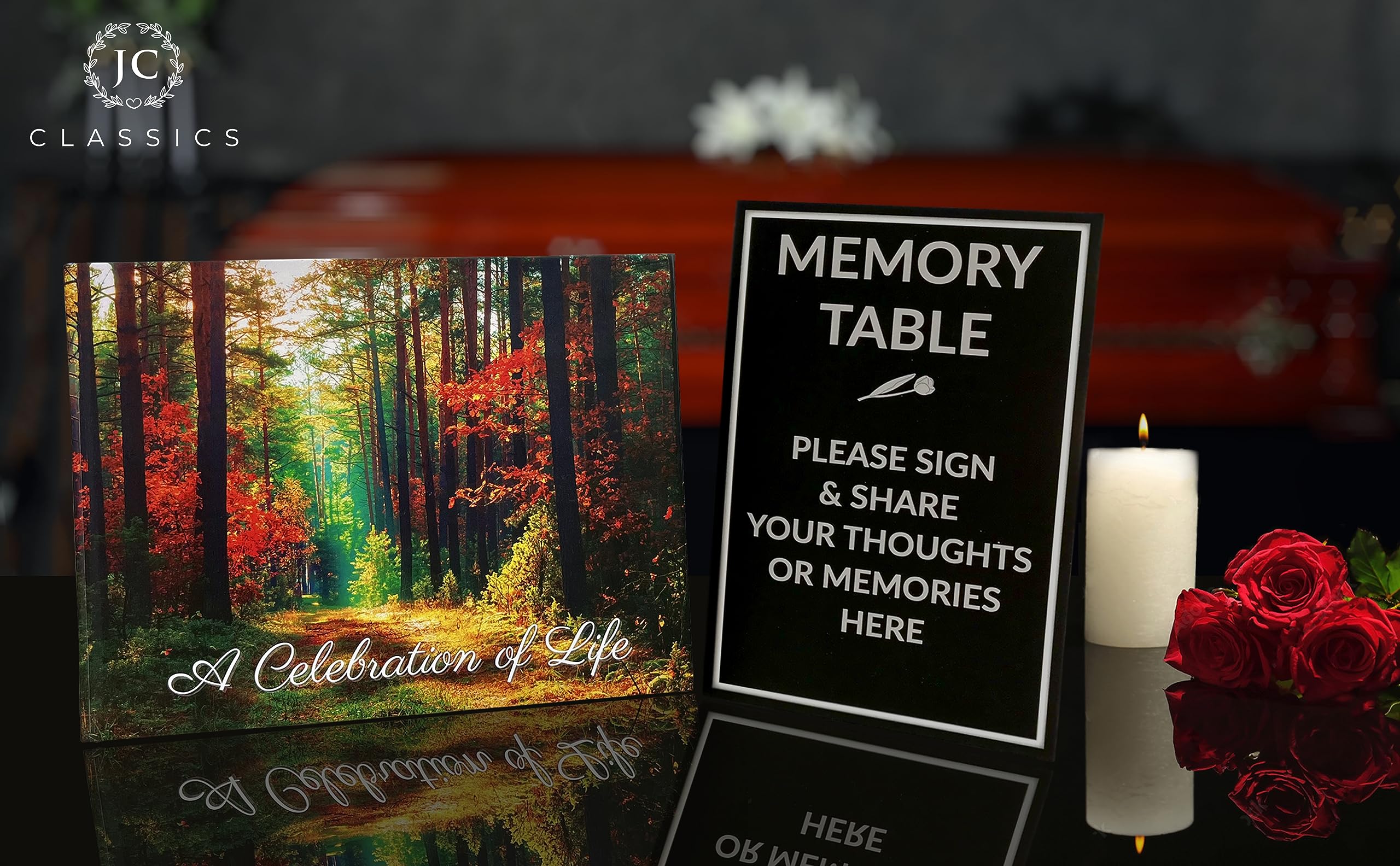 Funeral Guest Book | Memorial Guest Book | Guest Book for Funeral Hardcover | Guestbook for Sign in, Celebration of Life Memorial Service | Funeral Guest Sign Book with Memory Table Card Sign Included