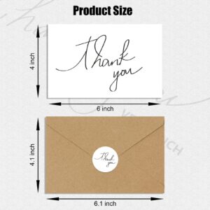 WLIEYEE (48 Pack) Thank You Cards With Envelopes, 6 x 4 Inches Thank You Blank Notes with Stickers for Engagement, Business, Graduation, Baby Shower and Bridal Wedding (White, 48 Pack)