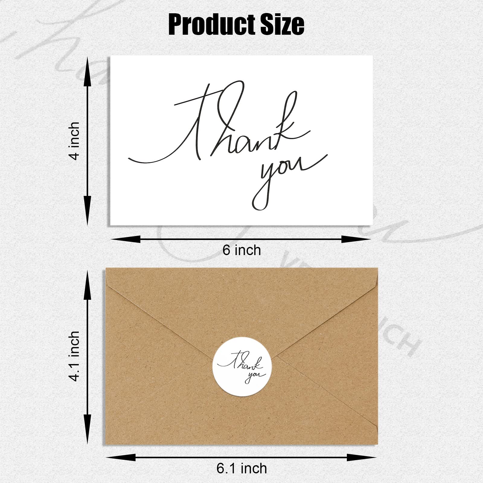 WLIEYEE (48 Pack) Thank You Cards With Envelopes, 6 x 4 Inches Thank You Blank Notes with Stickers for Engagement, Business, Graduation, Baby Shower and Bridal Wedding (White, 48 Pack)