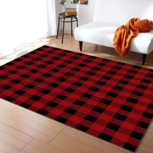 christmas red and black plaid area rugs, buffalo check farmhouse soft washable carpet, upholstery rug with non-slip backing for kids boys girls bedroom living room dining room study 3ftx2ft