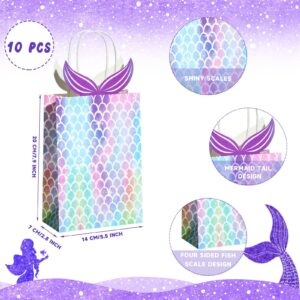 Mermaid Gift Bags Mermaid Party Favors Bags Mermaid Goodie Candy Treat Bags Mermaid Party Supplies Mermaid Bags with Handle for Girls Birthday Baby Shower Little Decorations(24 Pieces)