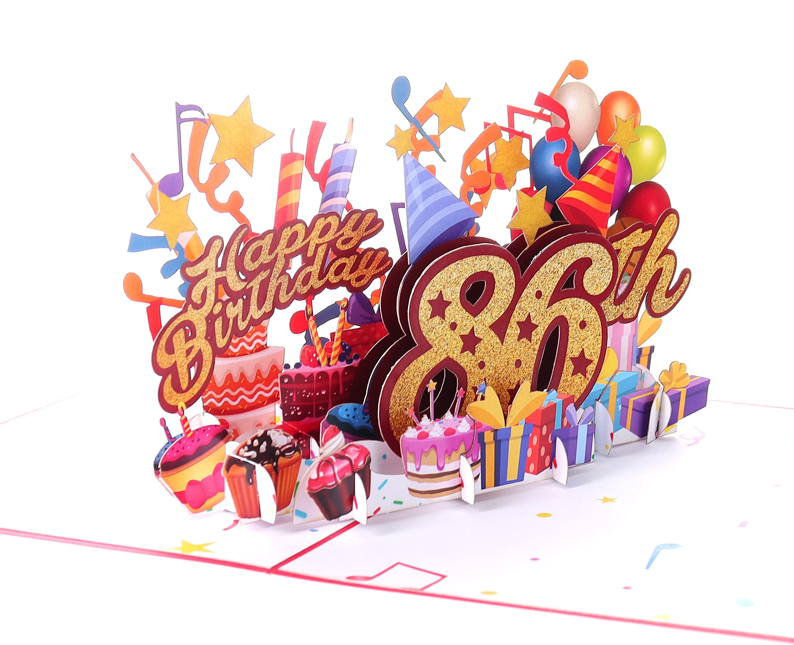 iGifts And Cards Happy 86th Red Birthday 3D Pop Up Greeting Card – Awesome 86 Birthday Card For Woman, Man, Happy Eighty Six Birthday Gift For Mom, Dad, Best Wife, Husband Unique Present, 5" X 7"