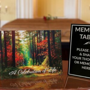 Funeral Guest Book | Memorial Guest Book | Guest Book for Funeral Hardcover | Guestbook for Sign in, Celebration of Life Memorial Service | Funeral Guest Sign Book with Memory Table Card Sign Included