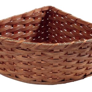 Amish Corner Storage Handmade Solid Oak Woven Wicker Basket (Large)