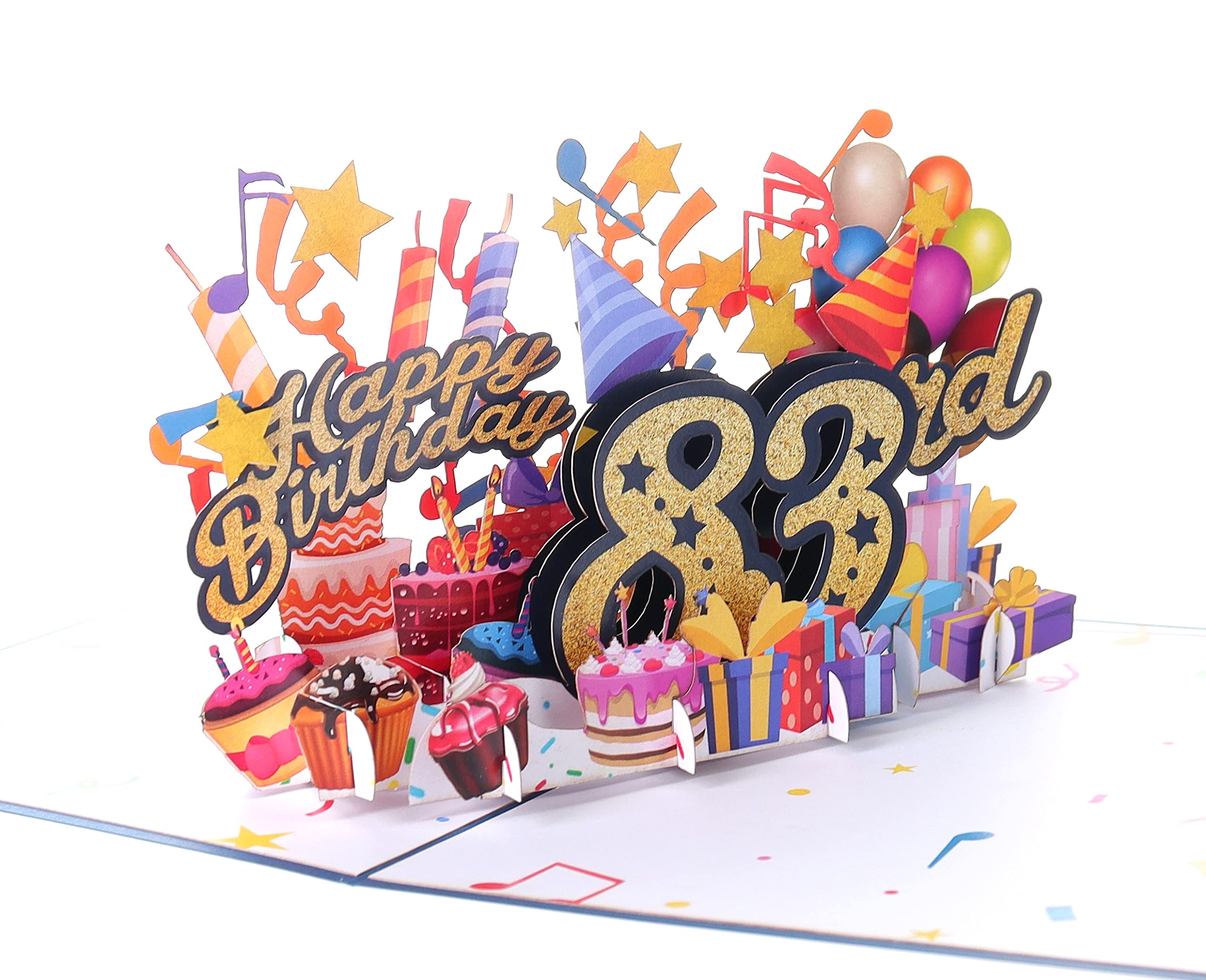 iGifts And Cards Happy 83rd Blue Birthday 3D Pop Up Greeting Card – Awesome 83 Birthday Card For Man, Woman, Happy Eighty Three Birthday Gift For Dad, Mom, Husband, Wife Present, 5" X 7"