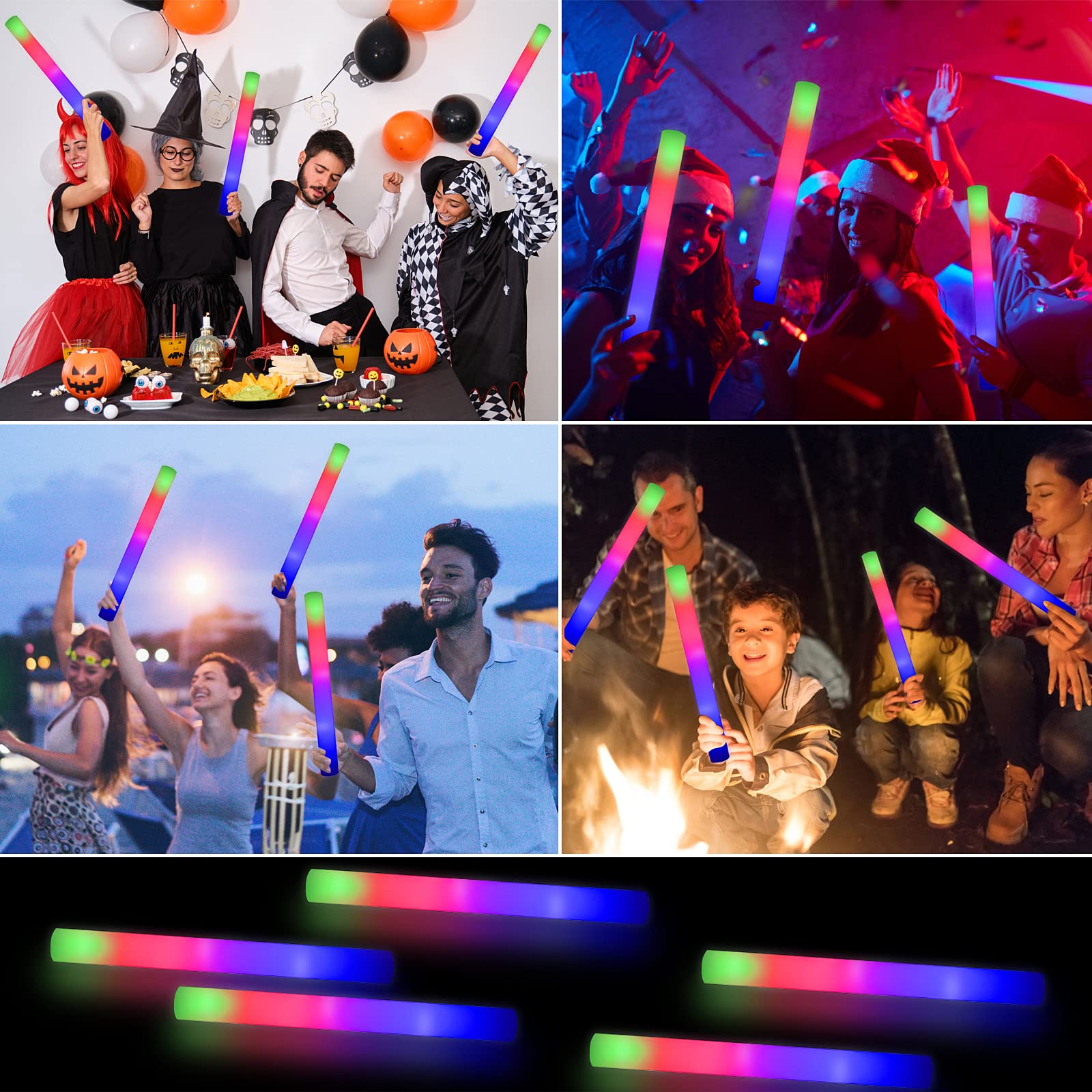 SEEROOTOYS 42pcs Foam glow sticks,Led foam sticks Valentine's Day glow in the dark party Supplies 3 Modes Colorful Flashing light up foam sticks for wedding,christmas,Raves,Birthday,Halloween Party