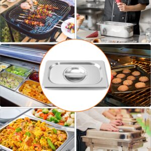 QWORK Solid Pan Lid with Handle, 4 Pack Stainless Steel Steam Table Pan Cover for 1/4 Size Steam Pans