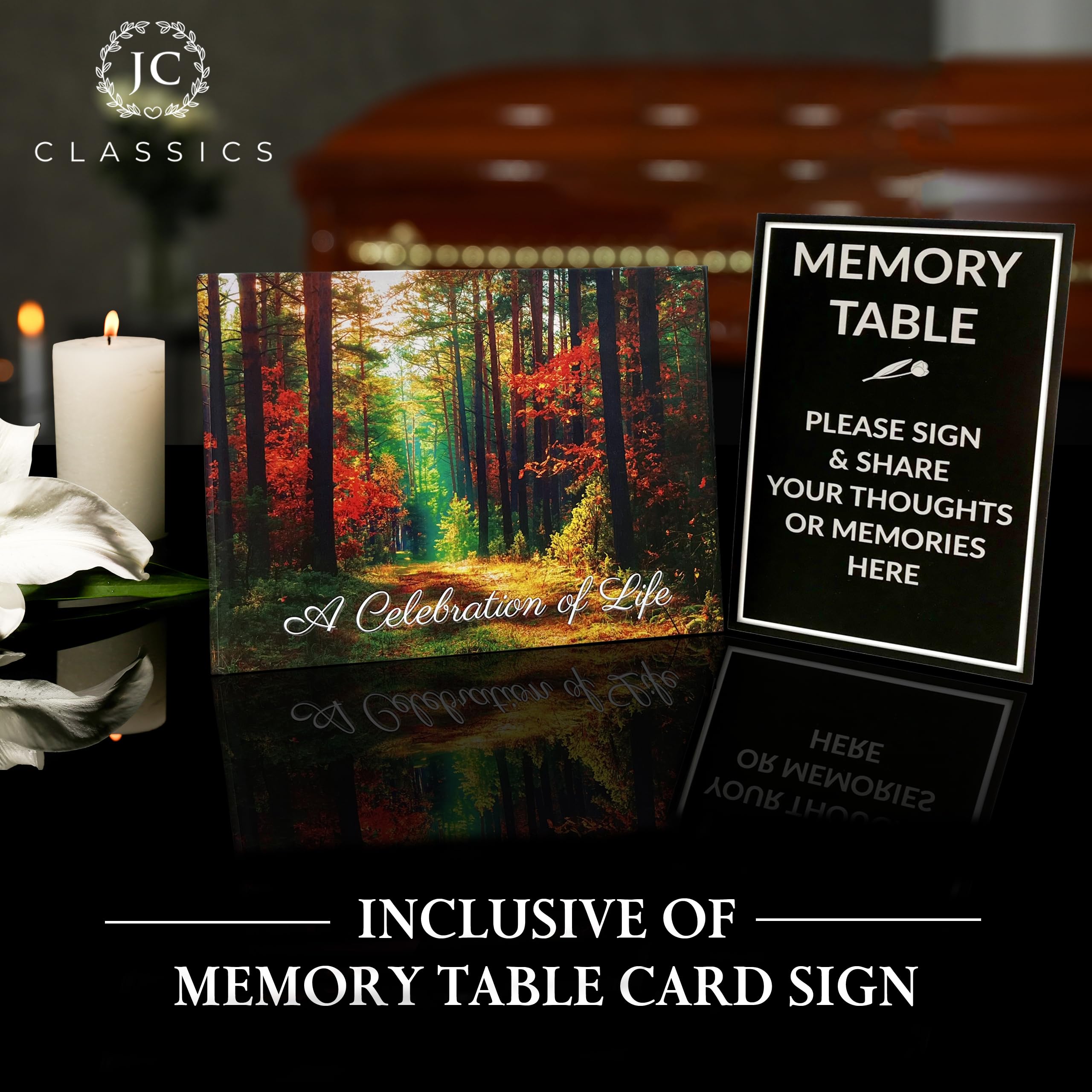 Funeral Guest Book | Memorial Guest Book | Guest Book for Funeral Hardcover | Guestbook for Sign in, Celebration of Life Memorial Service | Funeral Guest Sign Book with Memory Table Card Sign Included